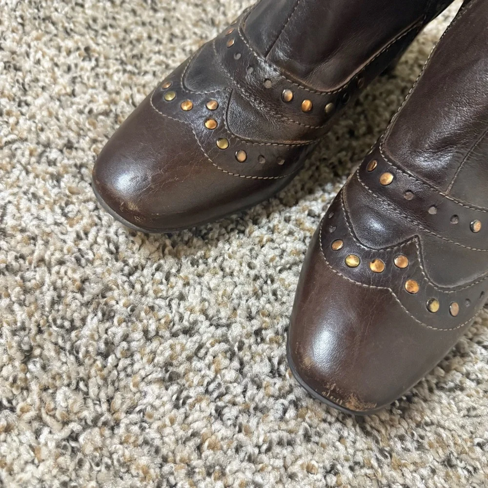 Sesto Meucci Brown Leather Italian Western Style Retro Ankle Boot Womens 7.5 - Picture 7 of 9